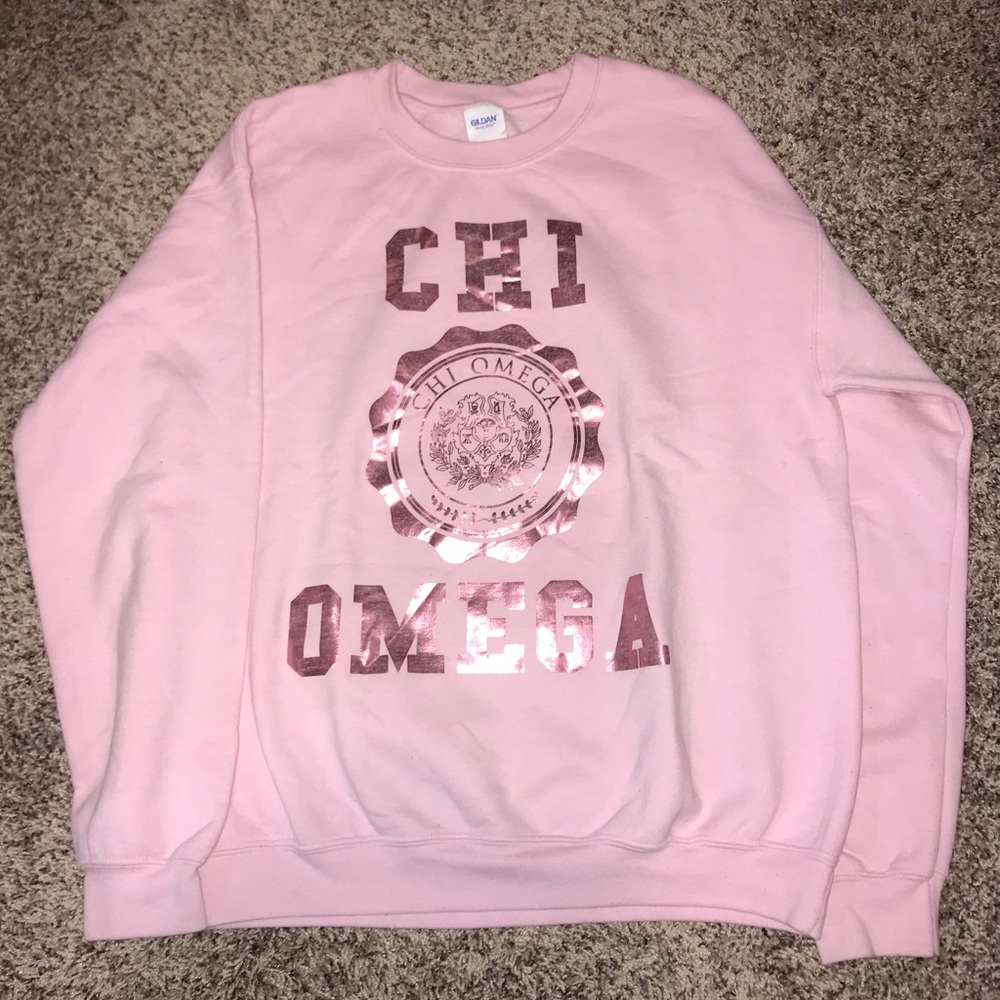 Pink foil Chi O sweatshirt